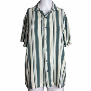 RSQ Striped Green and White Men's Shirt Small